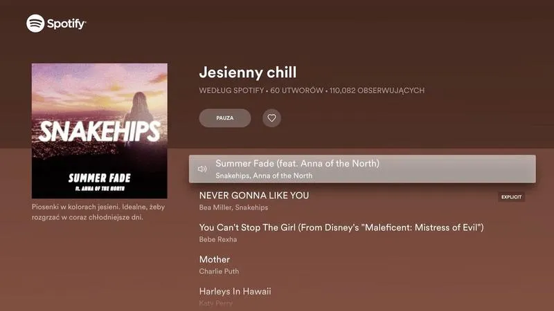 Symbol e na Spotify